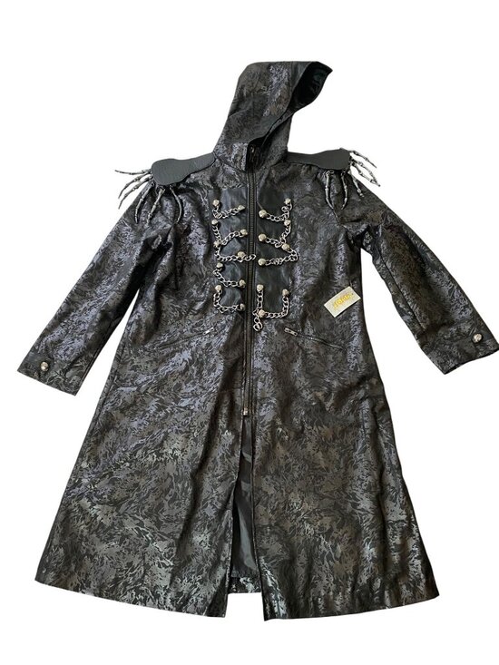 Spirit Jackets & Blazers - Spirit Halloween Black Costume Coat w/ Hood Skeleton Royalty Chains Bones Large